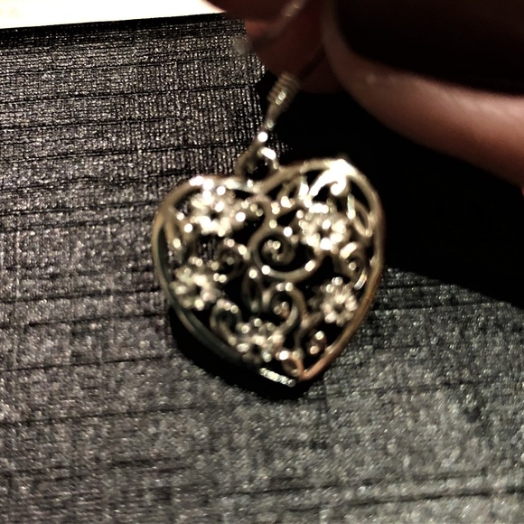 Sterling Silver Flower Heart Earrings - Picture 3 of 3